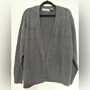 Oscar de la renta sweater cardigan size XL men grey office job knit contemporary